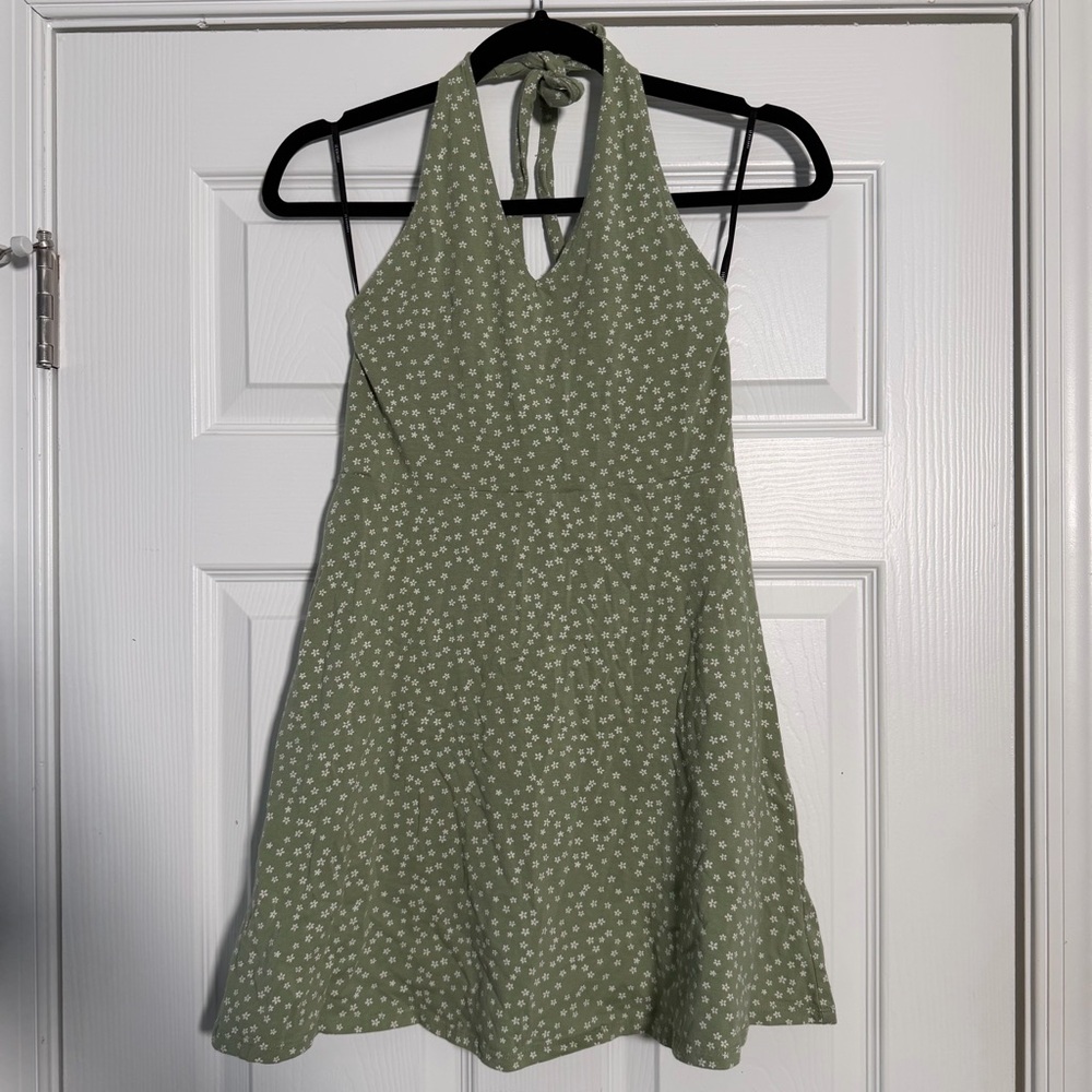 Forever 21 Olive Dress with White Floral Design